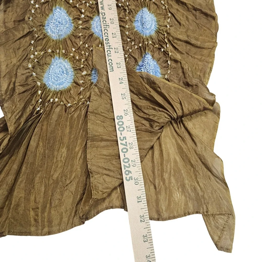 Boutique Crinkle Scarf Womens OS Brown Blue Tie Dye Popcorn Texture‎ Boho Wrap